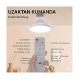 Prime Dolunay Fanlı LED Ampul - 72W 7850 Lümen - 3 Renk Yanma Modlu (Beyaz, Gün Işığı, Natural) - Uzaktan Kumandalı, Dimlenebilir Hayalet Pervaneli Tavan Vantilatörü ve Aydınlatma - Ahşap