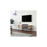 Prime Duama Tv Sehpası – Metal Ayaklı, Açık Raflı Tasarım, 120 Cm, Antik Ceviz - Abanoz - Option-1