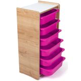 prime dükkan 6 Çekmeceli Çocuk Oyuncak ve Aktivite Dolabı,Ceviz-Lila 18mm MDF
