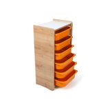 prime dükkan 6 Çekmeceli Çocuk Oyuncak ve Aktivite Dolabı,Ceviz-Turuncu 18mm MDF