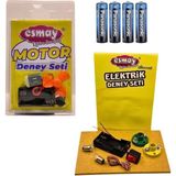 Prime Esmay Motor Deney Seti + Elektrik Deney Seti + 4 Adet Pil