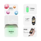 Prime Evo2 Bluetooth 5.2 1.47” Ekran 1 Atm Su Geçirmez 24+ Spor Modu Nabız Spor Kan Oksijen Takibi Ios & Uyumlu Akıllı Bileklik (Krem) - 01P-Pembe - 35 - 48 mm - Option-1