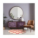 Prime Fatan Kadife Kaymaz Pamuk Tabanlı Yıkanabilir Antibakteriyel Yuvarlak Salon Halısı 140X140 - 374-Yeşil