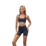 Prime FIT - Füme Çapraz Askılı Destekli Seamless Bra Sporcu Sütyeni (Füme, M)