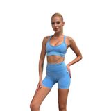 Prime FIT - Mavi Yüksek Bel Seamless Push-Up Toparlayıcı Şort Tayt (Mavi, XS)