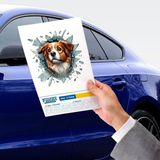 Prime Fulcar 3D Avustralya Köpeği Araç Cam Stickeri, Kırık Cam Efektli, Dekoratif - Option-1 - -50 C
