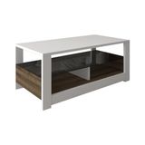 Prime Füme Cam Raflı Orta Sehpa - Modern Tasarım Sehpa, Beyaz/antik Ceviz - Option-1