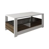 Prime Füme Cam Raflı Orta Sehpa - Modern Tasarım Sehpa, Beyaz/antik Ceviz