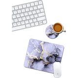 Prime Gri Mermer Desenli Mouse Pad ve Bardak Altlığı Set - Option-1 - 0002 - Beyaz