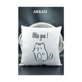 Prime Harfli Kırlent Kılıfı Kadife 43X43 cm Çift Taraflı K Harfi Kedi Desenli Evlilik Teklifi Doğum Günü - Option-1 - 001-Renkli
