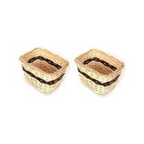 Prime Hasır Sepet 2 Adet Orta Boy 21X14,5X14,7CM - Kestane Akaju - Option-1