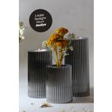 PRİME HOME 3 Lü Füme Krom Tırtıklı Yüzey Mumluk Dekoratif Tealight Set Mum Abs Plastik