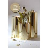 PRİME HOME 3 Lü Gold Krom Parlak Yüzey Mumluk Dekoratif Tealight Set Mum Abs Plastik Altın