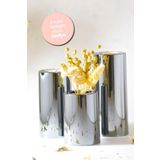 PRİME HOME 3 Lü Silver Krom Parlak Yüzey Mumluk Dekoratif Tealight Set Mum Abs Plastik Gümüş