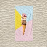 Prime Home Ice Cream / Dondurma - Baskılı Plaj Havlusu - 001-Beyaz - Option-1