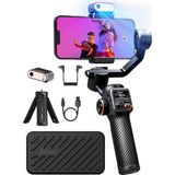 Prime Isteady M6 Kit 3 Eksenli Cep Telefonu Stabilizatörü, Manyetik Aı Izleyicili Gimbal Akıllı Telefon, Ayarlanabilir Cct/rgb Dolum Işığı, 0,91 Inç OLED Ekran, Maks. Taşıma Kapasitesi 400 G, Volgging - 001-Siyah