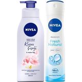 Prime Kadın Sprey Deodorant Fresh Natural 150ML, Kiraz Çiçeği Nemlendirici Vücut Losyonu 400ML - Option-1