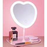 Prime Kalp Şeklinde LED Işıklı Şarjlı Makyaj Aynası - 3 Farklı Işık Rengi - Dokunmatik Ekran - Şarjlı ve Kontrast Ayarlı - Büyük Boy - 0 - Siyah