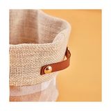 Prime Kareli Jüt ve Kumaş Nonwoven Astarlı Sepet, Bej, 16X13 cm - Kestane Akaju - Option-1