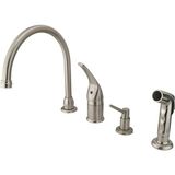 Prime KB828 K8 Chatham Lever Handle Kitchen Musluk With Spray ve Sıvı Sabun Dispenseri, Saten Nikel - Ahşap