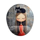 Prime Kız ve Kedi Bilek Destekli Mouse Pad - Option-1 - 0002 - Beyaz