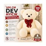 Prime Krem Papyonlu Dev Pelüş Ayıcık,yumuşak ve Sevimli Büyük Boy Oyuncak Ayı,sarılmalık Ayı,sevgiliye Hediye Ayıcık (100CMKREM) - Ahşap