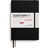 Prime LEUCHTTURM1917 Orta Boy (A5) Akademik 18 Aylık Hafta Ajandası 2026 Sert Kapak, Ingilizce, Siyah - -- - Option-1
