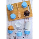 Prime Life 50'li Soft Pastel Mavi Muffin Cupcake Kalıbı Kek Kapsülü, Muffin Kek Kalıbı, Airfryer Uyumlu