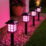 Prime Life Kyrotech Hlyos 2 Adet 5W Solar Bahçe Lambası 38 Cm, Güneş Enerjili Dekoratif Dış Mekan Aydınlatması, Su Geçirmez, Otomatik Sensörlü Peyzaj Lambası, Balkon, Teras, Veranda, Yürüyüş Yolu (Pembe Led)