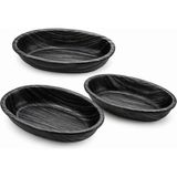 Prime Life Siyah Oval Sunum Tabağı Seti, 3'lü, 26X16 Cm, Modern Tasarım, Atıştırmalık ve Yemek Servisi Için, Plastik 3 Lü