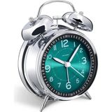 Prime Life Yüksek Sesli Alarmlı Saat Büyük Boy Nostaljik Analog Çalar Saat Fosforlu Işıklı Alarmlı Metal Gövde Akar Saniyeli Sessiz Şarjlı Pilli Saat HT-860 (Yeşil)