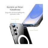Prime Magsafe Ile Uyumlu Şeffaf, Kamera Çıkıntılı Korumalı Darbe Emici Kapak Kablosuz Wireless Şarj Destekli Silikon Telefon Kılıfı (Samsung A36) - Ahşap