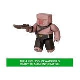 Prime Mattel Minecraft Filmden Ilham Alan Aksiyon Figürü Seti, Işıklar, Sesler ve Ateş Topu Fırlatma Özelliğiyle Balon Figürü, Fırlatıcı ve Disk, Piglin Savaşçısı, JFB69 - Option-1