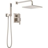 Prime Musluk Modern Raincan 2 Ayar Kare Duş Sistemi Yağmur Duş Başlığı ve Elde Taşınabilir Sprey Fırçalı Nikel, Yağış Duş Sistemi Fırçalanmış Nikel, Spot Koruyucu Paslanmaz 342701-SP - Option-1