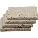 Prime Naturel Traverten Bardak Altlığı 4'lü Set - Kestane Akaju - Option-1