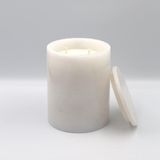 Prime No: 5 Mermer Mum Oryantal ve Odunsu Kokulu Tasarım Dekoratif Mermer Soya Mumu - 220GR (Beyaz) - Option-1