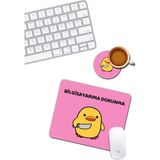 Prime Ördek Bilgisayarıma Dokunma Mouse Pad ve Bardak Altlığı Set - Option-1 - 0002 - Beyaz