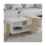 Prime Orta Sehpa – 90 cm Modern Tasarım – Raflı, Beyaz/safir Meşe - Option-1