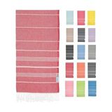 Prime Pamuk Extra Large (90 x 180 Cm) Plaj Havlusu, Oeko-Tex Sertifikalı, Süper Yumuşak Deniz Havlusu, Hafif, Kum Tutmaz, Yıkanmış, Hızlı Kurur(Kırmızı) - 001-Beyaz - Option-1