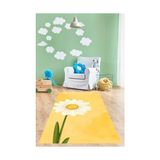Prime Pelangi Sarı Zemin Papatya Desenli Yıkanabilir Kaymaz Taban Leke Tutmaz Çocuk Odası Halısı, Sarı 160 x 300, 9076420245160300 - Option-1 - Ahşap