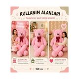 Prime Pembe Papyonlu Dev Pelüş Papyonlu Ayı,yumuşak ve Sevimli Büyük Boy Oyuncak,sarılmalık,papyonlu,sevgiliye Hediye Ayıcık, (160 cm Pembe) - Ahşap