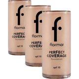 Prime Perfect Coverage Yüksek Pigmentli & Yarı Parlak Bitişli SPF15 Fondöten 101 Pastelle (3 Paketi) - Option-1