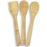 Prime Pişirme Kaşığı Bambu 3 Parça Spatula Ahşap Çatal, Mutfak Yardımcısı 30 cm - Option-1