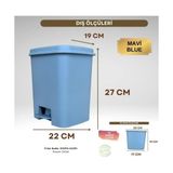 Prime Plastik Dekoratif Mutfak Banyo Çöp Kovası 6l Renkli Pedallı Mavi, Gri,beyaz,siyah Ofis Temizlik Kovası Çöp Konteynırı Kolay Temizlenir (Mavi) - 000-Siyah - Option-1