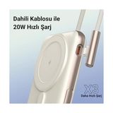 Prime Powerbank 10000MAH Standlı 20W Dahili Type-C Kablolu Taşınabilir Hızlı Şarj Cihazı Beyaz - Option-1