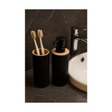 Prime Quardi Banyo Seti Modern Çizgili - 7 Litre Kova 4 Parça Banyo Çöp Kovası Seti (Beyaz) - 000-Siyah - Option-1
