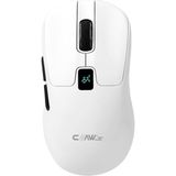 Prime Rajin Strike Üç Modlu Kablosuz & Kablolu 12800 Dpi LCD Ekran & Makro Yazılımlı Kablosuz Gaming Mouse - Beyaz (2.4 Ghz Kablosuz + Bt5.1 + Type-C ile Kullanım Desteği)