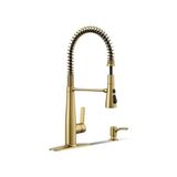 Prime REC22745-SD-2MB Sabunluklu Yarı Profesyonel Mutfak Bataryası, Canlı Fırçalanmış Modern Pirinç - Ahşap