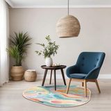 Prime Relaf Şönil Kaymaz Pamuk Tabanlı Yıkanabilir Antibakteriyel Asimetrik Salon Halısı 100X100 - 374-Yeşil