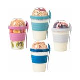 Prime Renkli And Go Kaşıklı Hazneli Meyveli Yoğurt Kabı Piknik Iş Atıştırmalık Diyet Müsli Granola Süt Bardağı (Pembe) - 0 Siyah - Option-1